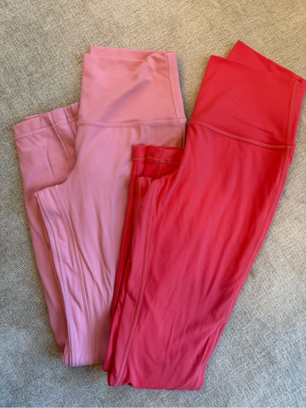 Pink and Coral Lululemon Leggings Duo